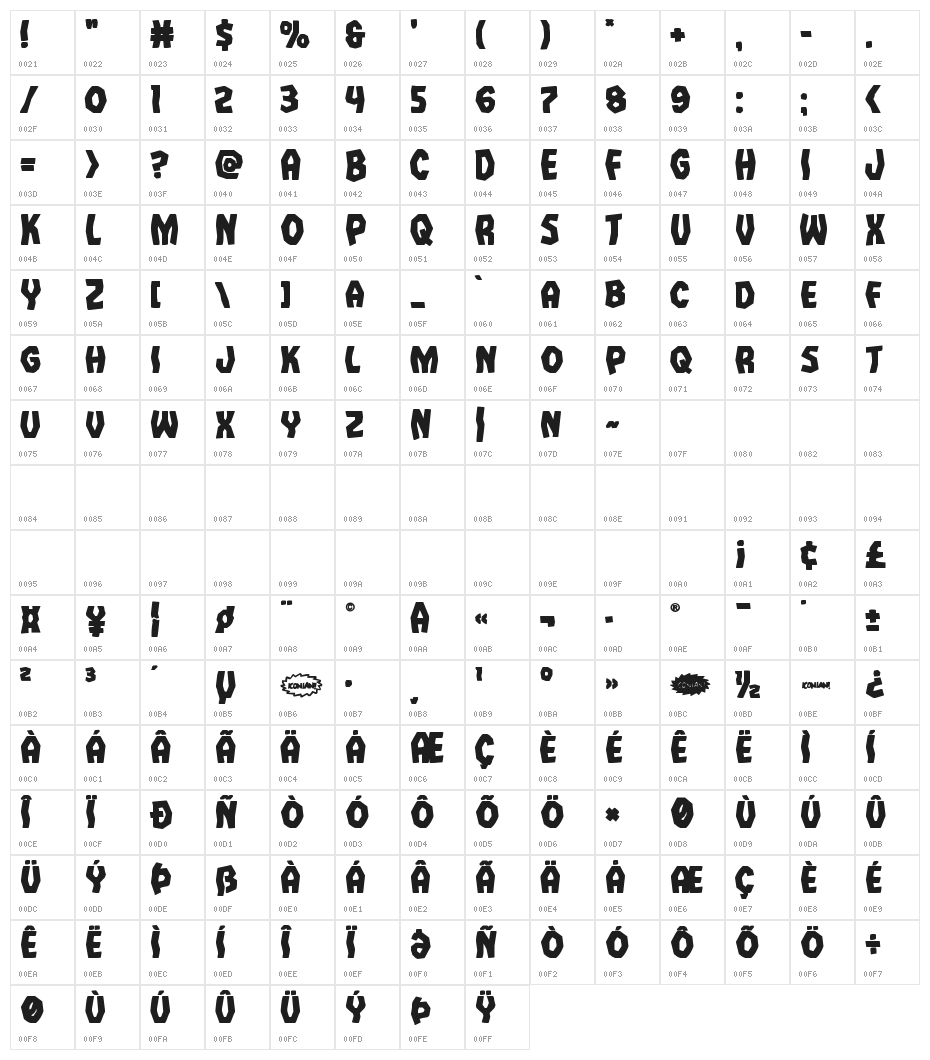 Vampire Bride Bold Character Map