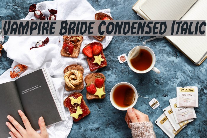 Vampire Bride Condensed Italic Font examples