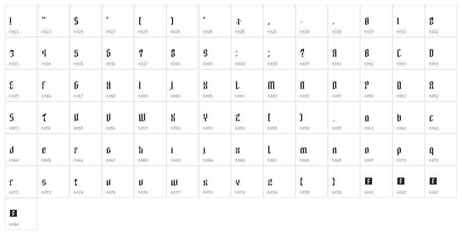 Vampirr Regular Character Map