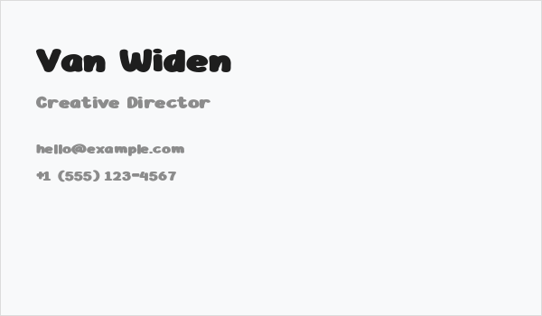 Van Widen Business Card