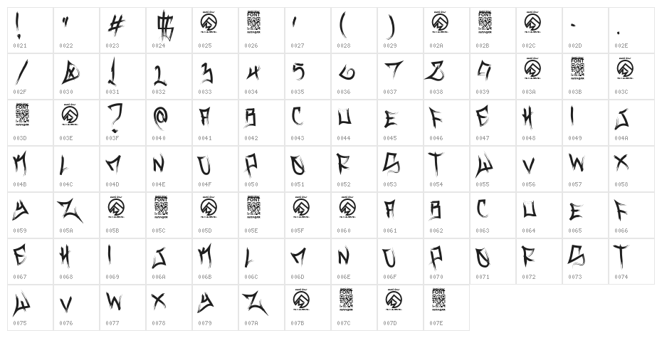 Vance Jackson Regular Character Map