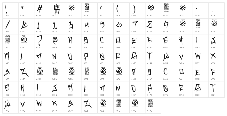 VanceJackson-Regular Character Map