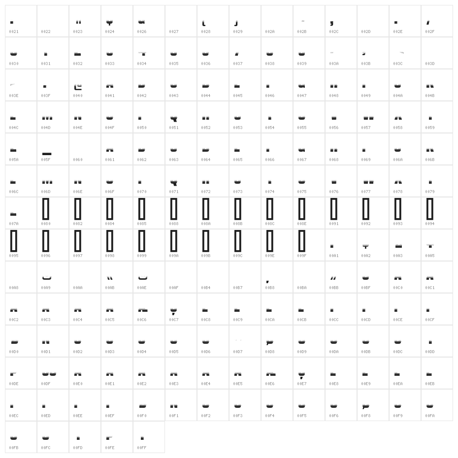 VanchromeGround-Regular Character Map