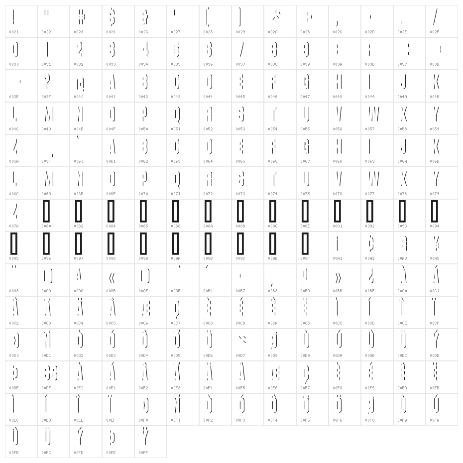 VanchromeRight-Regular Character Map