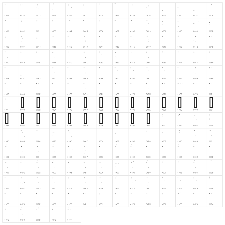 VanchromeSparkle-Regular Character Map