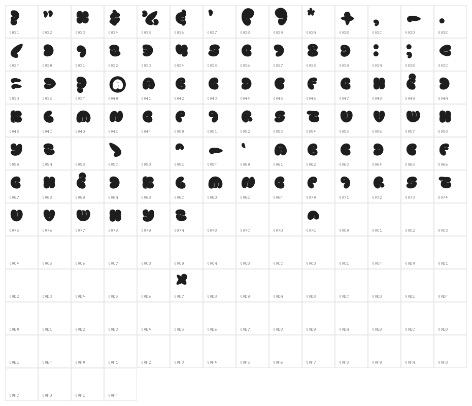 Vandal Blow Graffiti Regular Character Map