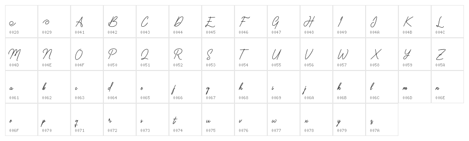 Vaniline2 Character Map