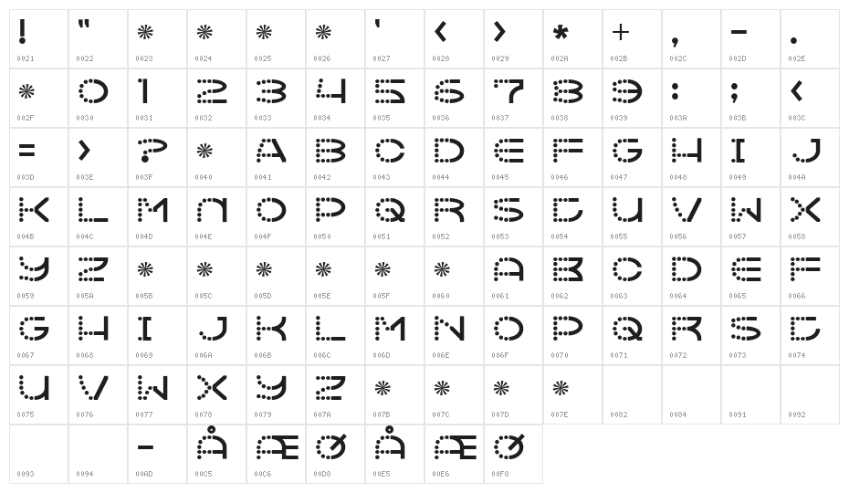 Vanish Character Map