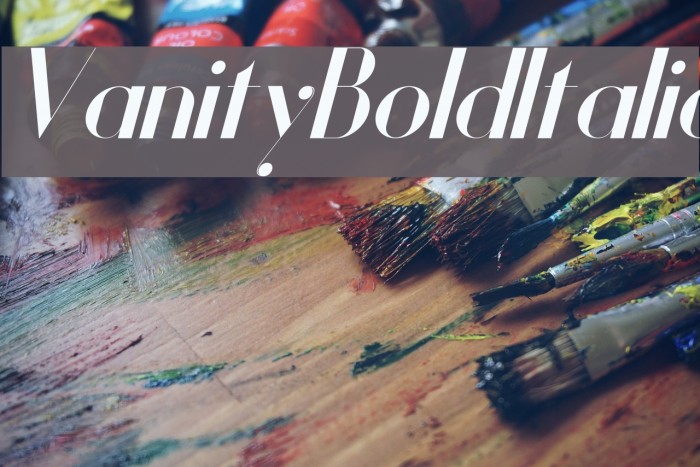 Vanity-BoldItalic Font examples
