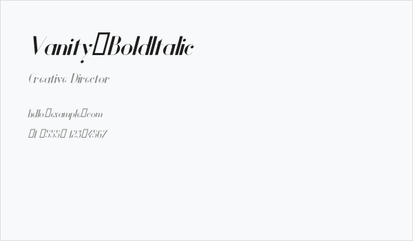 Vanity-BoldItalic Business Card