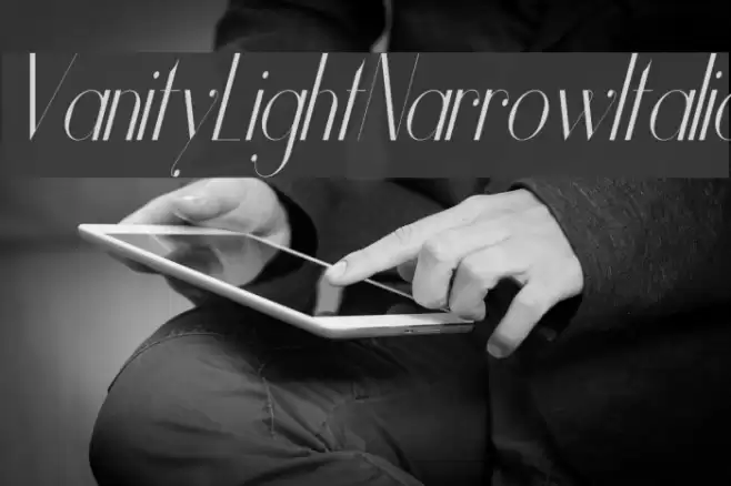 Vanity-LightNarrowItalic Font examples