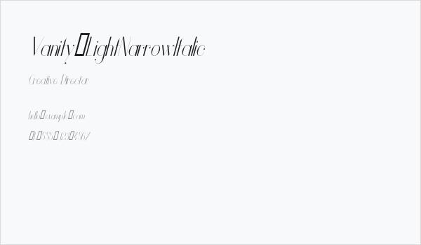Vanity-LightNarrowItalic Business Card