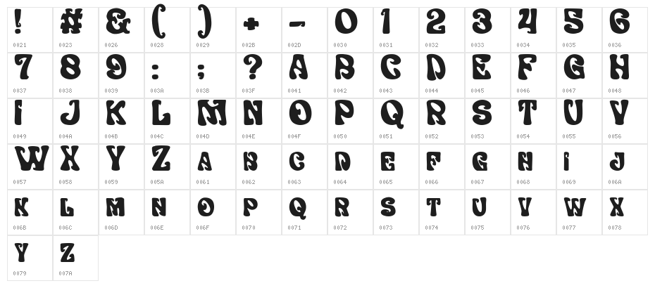Vantage Regular Character Map