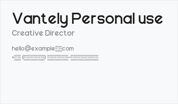 Vantely Personal use Business Card