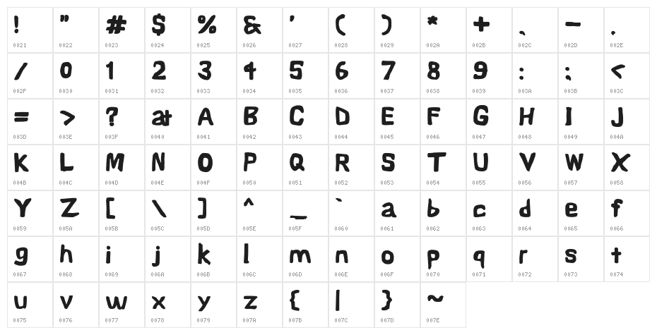 Vapor Black Character Map