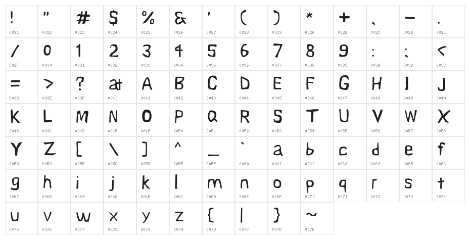 Vapor Light Character Map