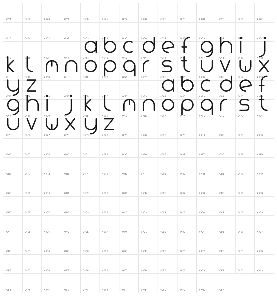 Variada tfb Character Map