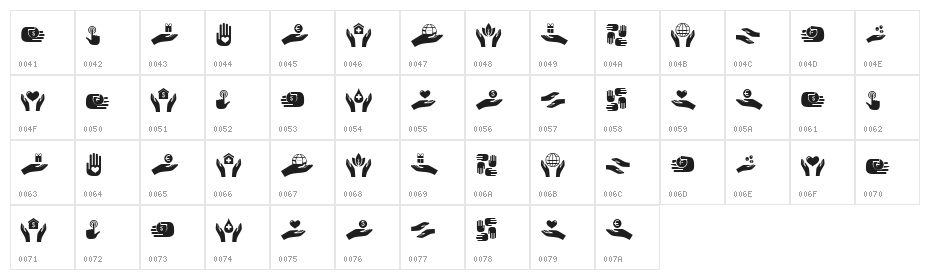 Various Hands Regular Character Map
