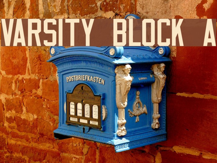 Varsity Block A फ़ॉन्ट examples