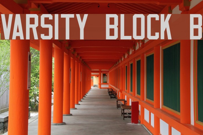 Varsity Block B Font examples