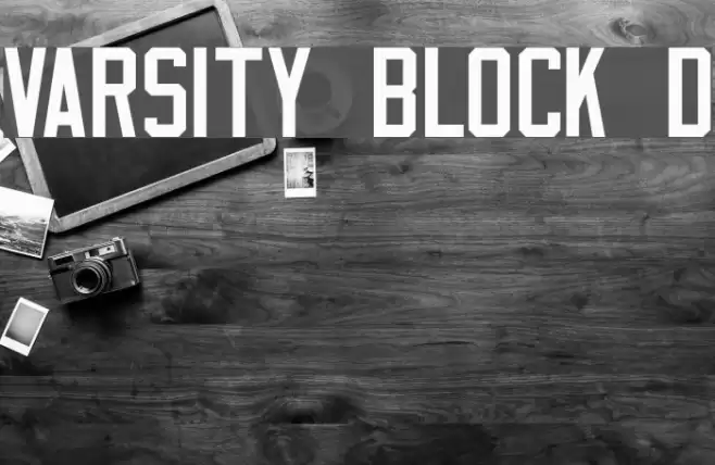 Varsity Block D Font examples