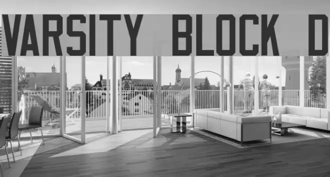 Varsity Block D Font examples