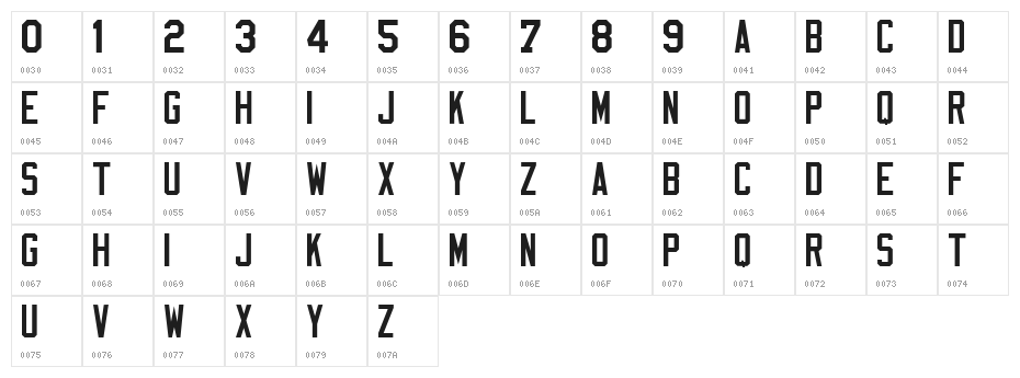 Varsity Classic C Character Map