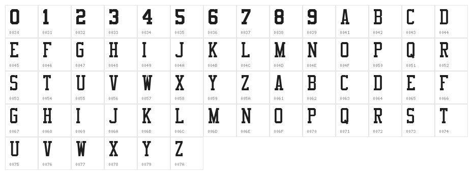 Varsity Classic Serif A Character Map