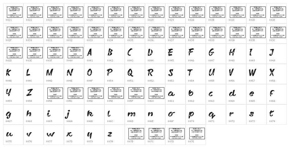 Vary Sharky Regular Character Map