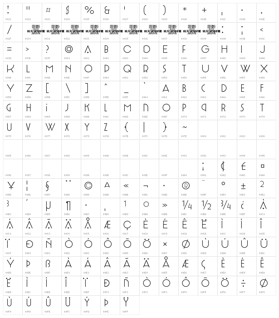 Varygraphie VF PERSONAL USE ONLY Regular Character Map