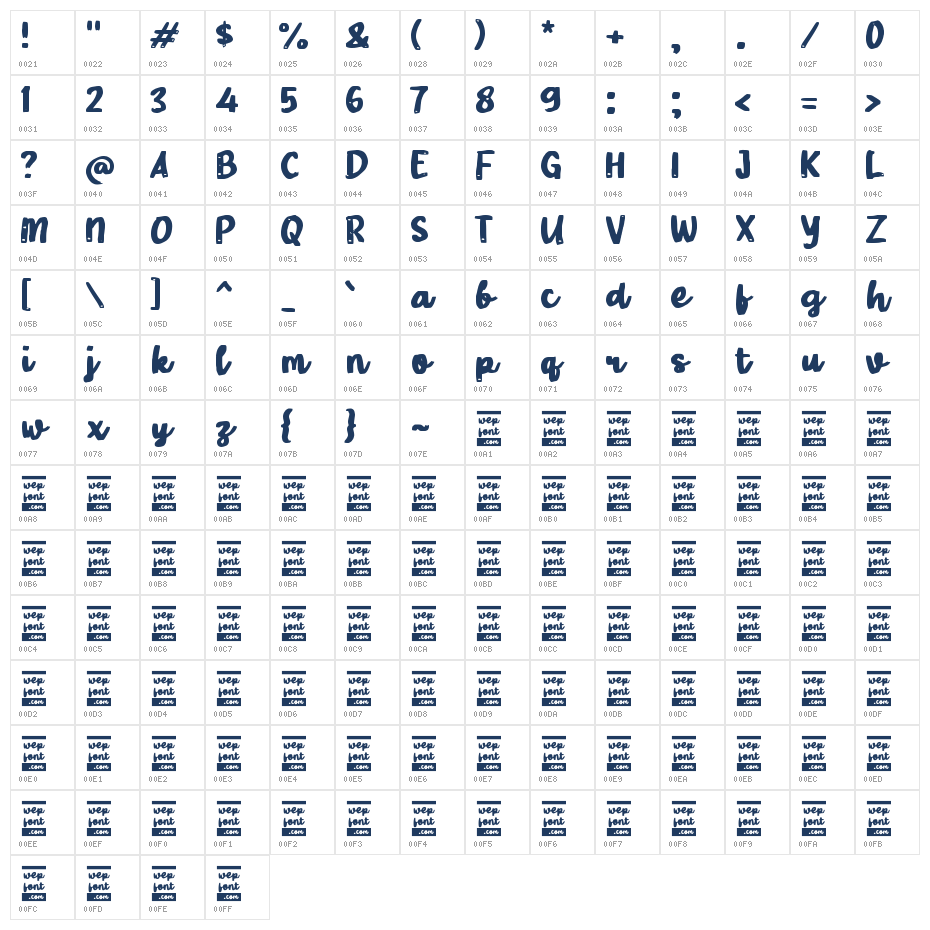 Vasila Character Map
