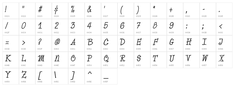 Vassallo Regular Character Map