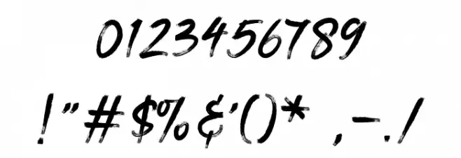 VasttagBrush Font OTHER CHARS