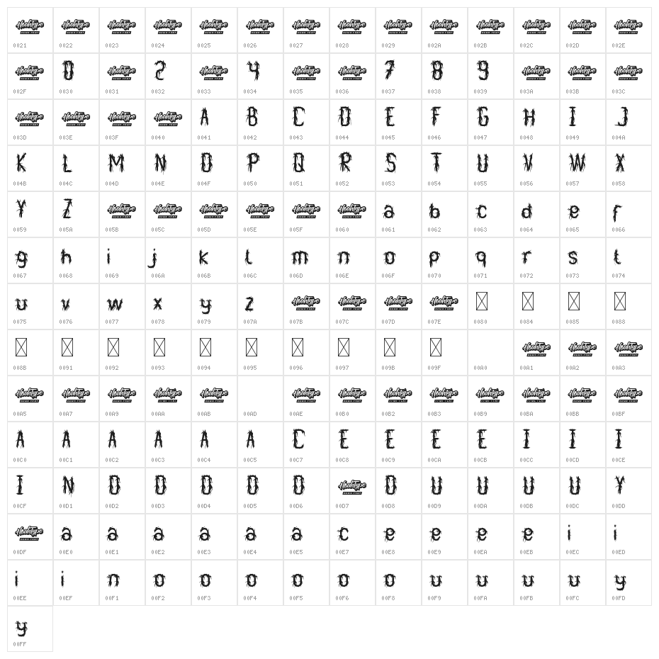 Vaulcate Demo Bold Character Map