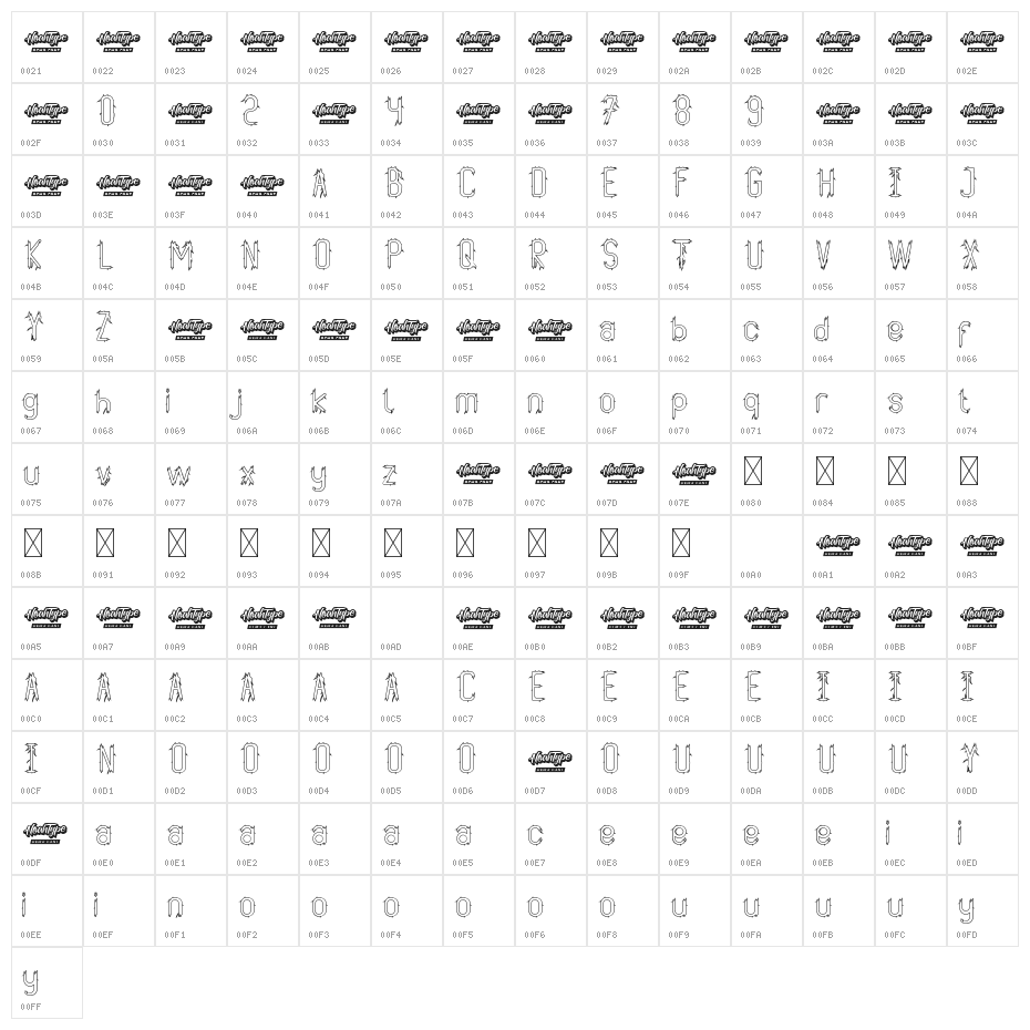 Vaulcate Demo Outline Character Map