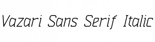Vazari Sans Serif Italic  नि: शुल्क फ़ॉन्ट्स डाउनलोड