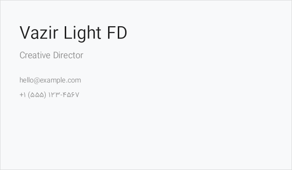 Vazir Light FD Business Card