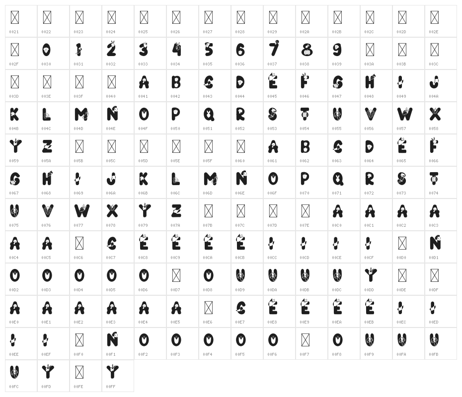 VEGETABLES Character Map