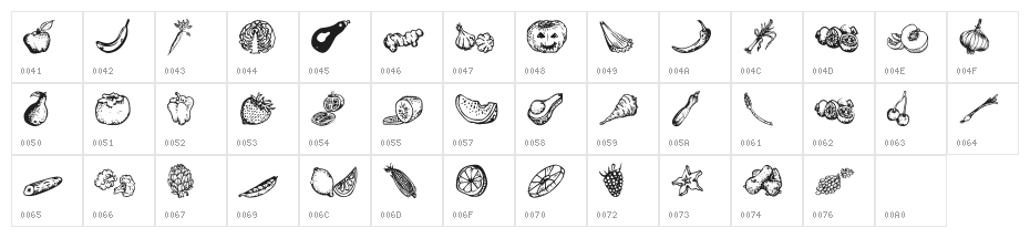 VEGGI TERRA Character Map