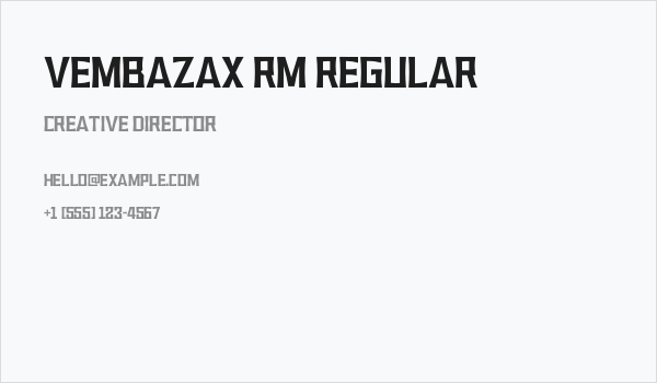 VEMBAZAX RM REGULAR Business Card