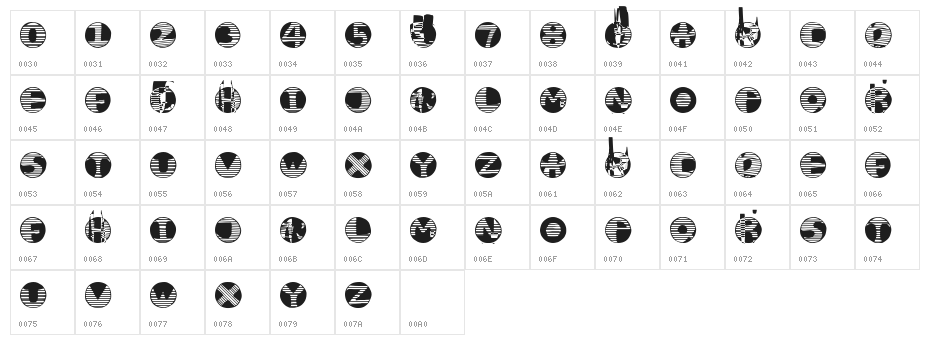 VERTICAL Character Map