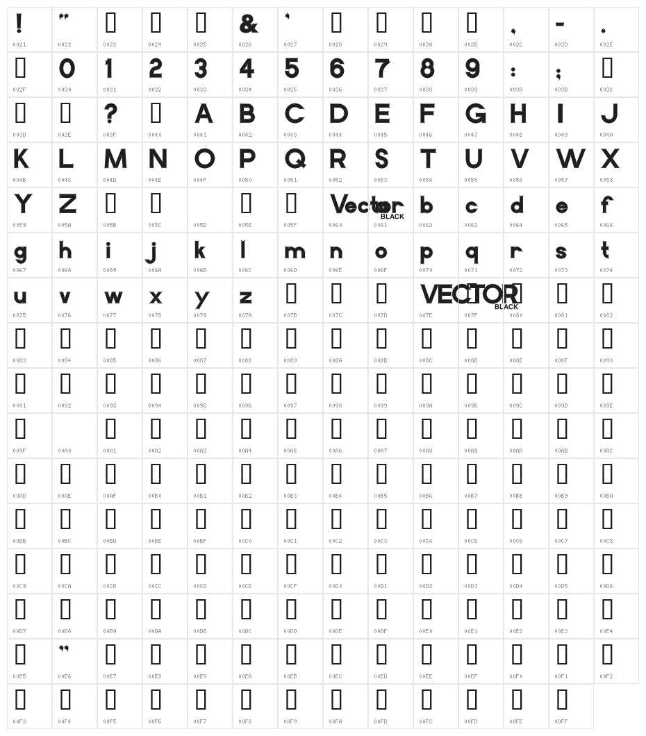 VectorBlack Character Map