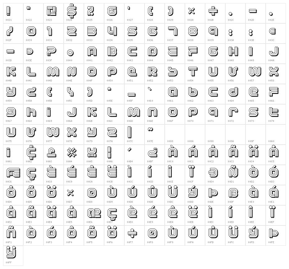 Vectroid Cosmo Character Map