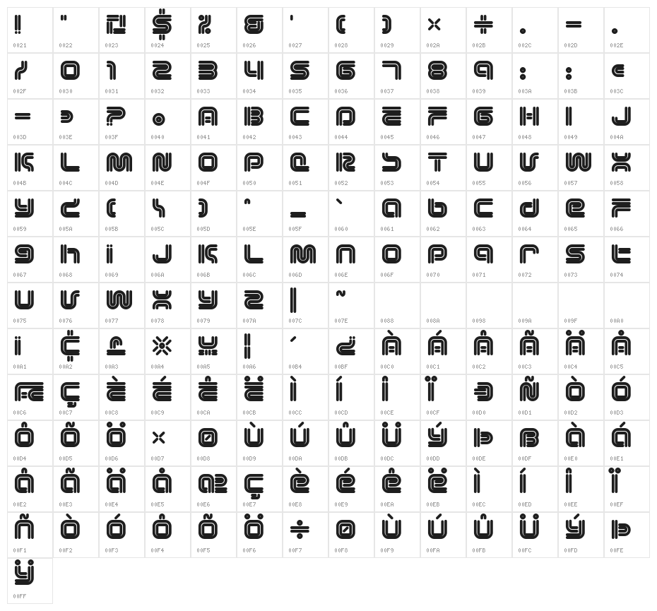 Vectroid Character Map