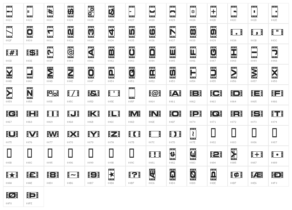 Vedette Blanche Character Map