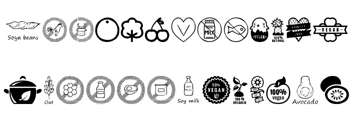 Vegan Icons Font LOWERCASE