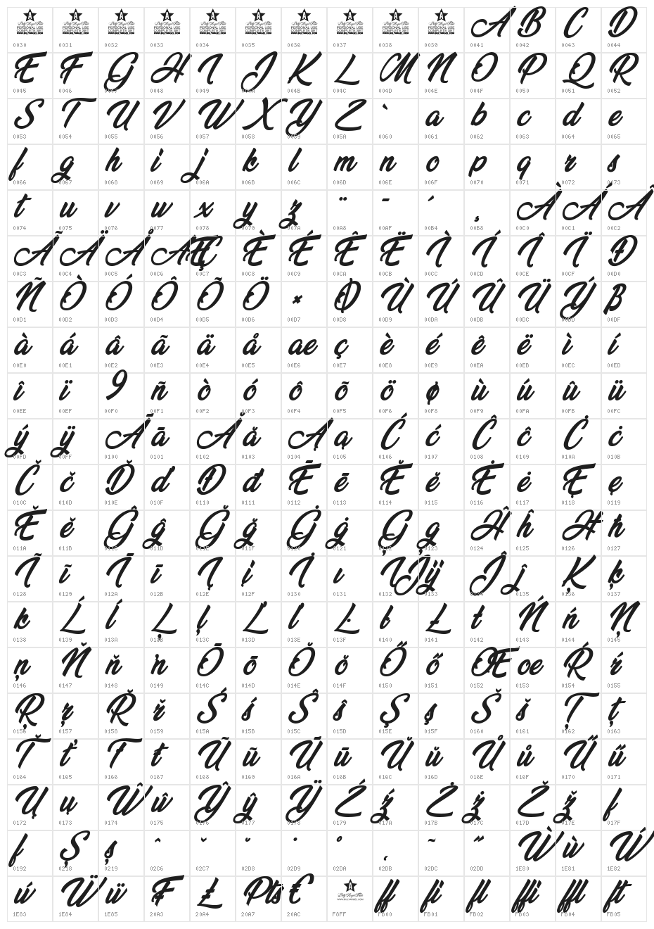Vegan Style Personal Use  Character Map