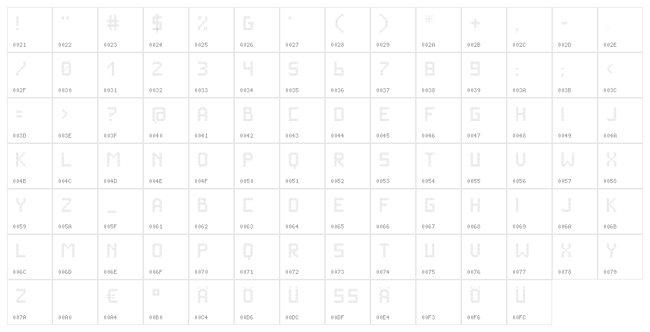 VegasELEVEN Character Map