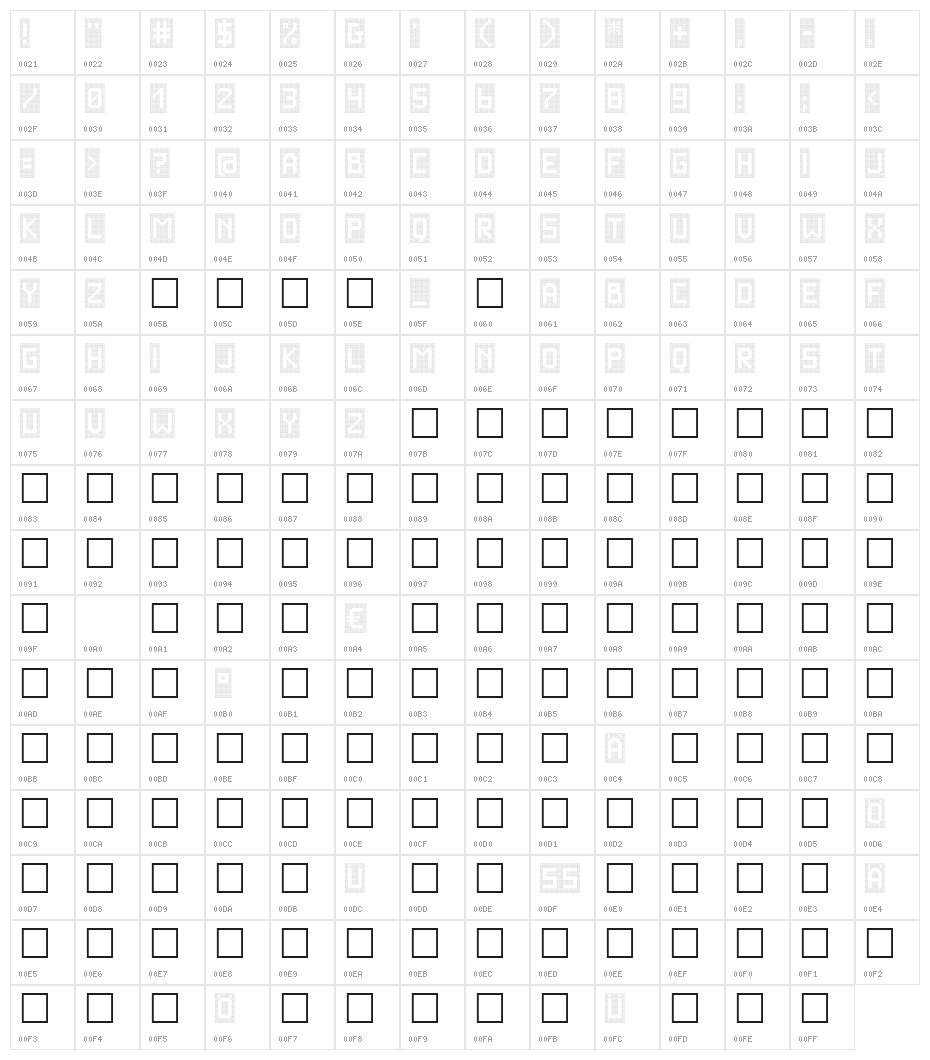 VegasTWENTYONE Character Map