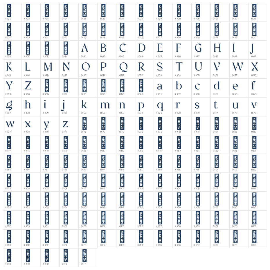 Vellumo Regular Character Map